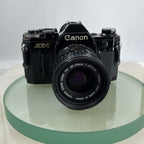 Canon AE-1  Black 35mm SLR Film Manual Camera + Canon 35-70mm Lens TESTED #5961