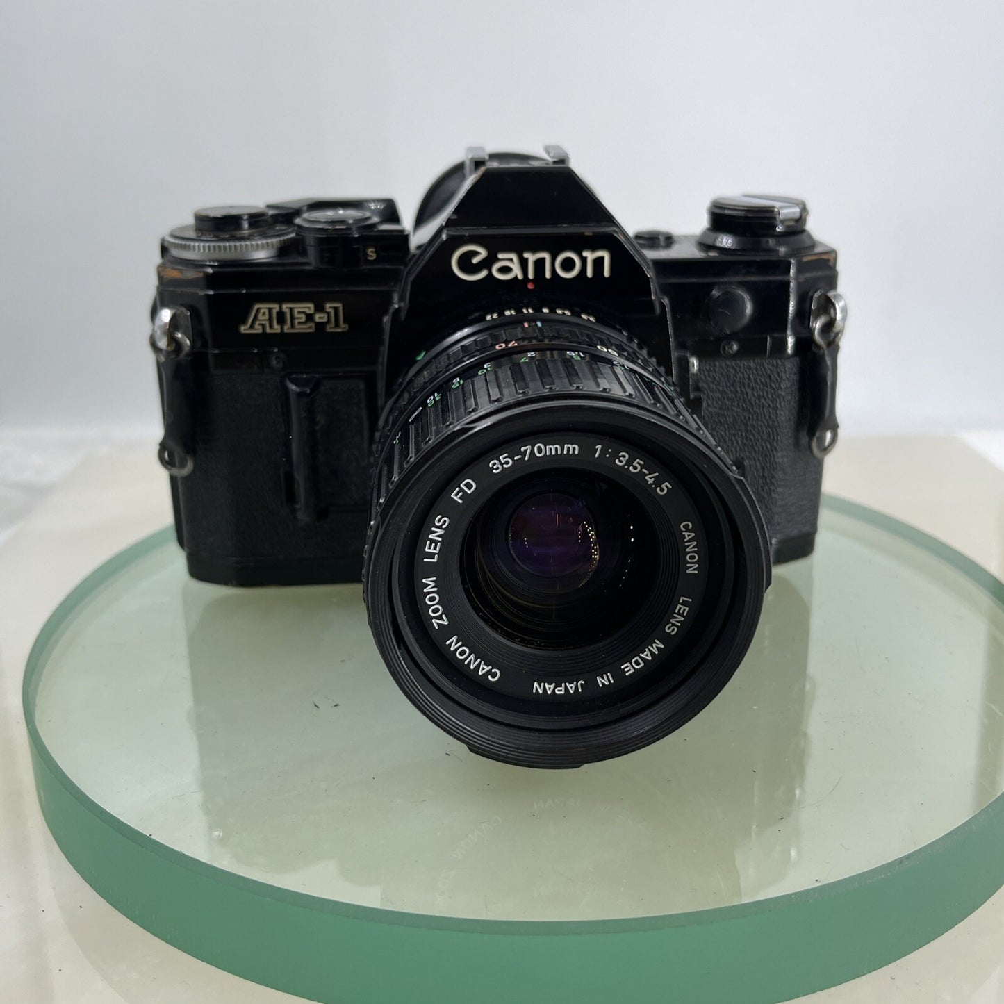 Canon AE-1  Black 35mm SLR Film Manual Camera + Canon 35-70mm Lens TESTED #5961