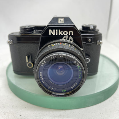 Nikon EM SLR 35mm Film Camera + 28mm 1:2.8 Lens (SUNACTION AUTO) TESTED 167
