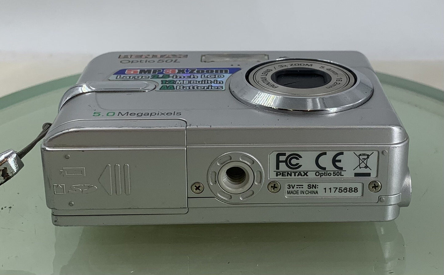 Pentax Optio 50L 5.0MP Compact Digital Camera + WIRE SILVER TESTED - 8737