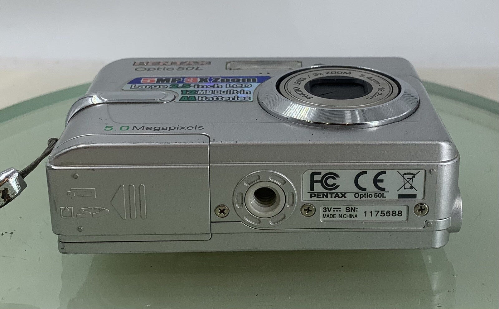 Pentax Optio 50L 5.0MP Compact Digital Camera + WIRE SILVER TESTED - 8737