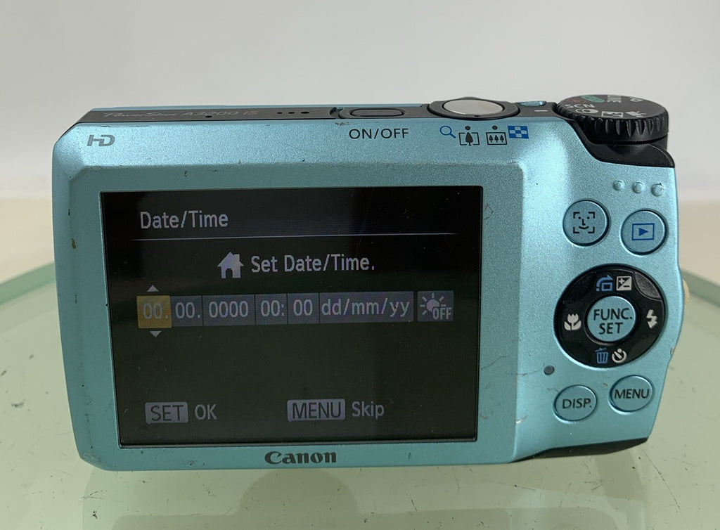 Canon PowerShot A3200 IS Camera 14.1MP BLUE WITH CHARGER+COVER TESTED - 6395
