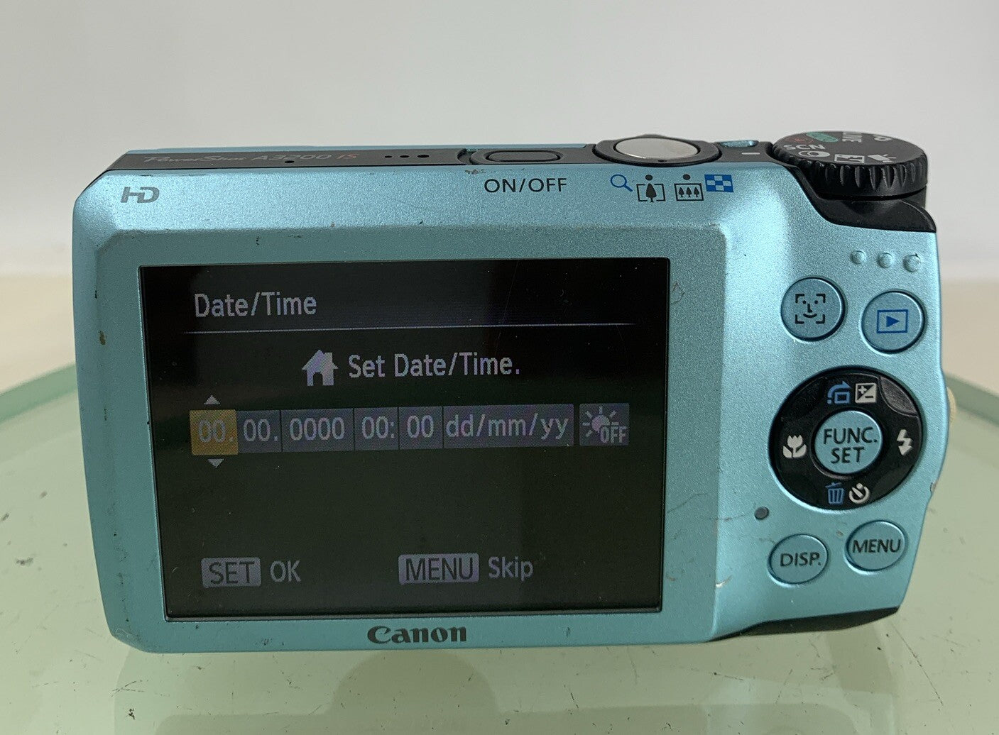 Canon PowerShot A3200 IS Camera 14.1MP BLUE WITH CHARGER+COVER TESTED - 6395