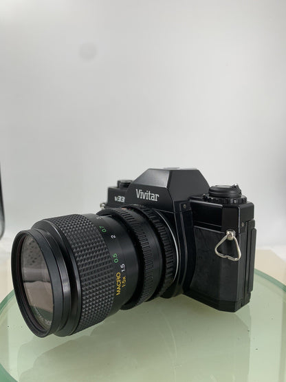 Vivitar V335 35mm SLR POINT AND SHOOT FILM CAMERA BLACK PERFECTLY TESTED - 1616
