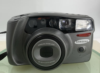 Samsung AF Zoom 105S 35mm POINT AND SHOOT FILM CAMERA SILVER+ COVER TESTED - 4471