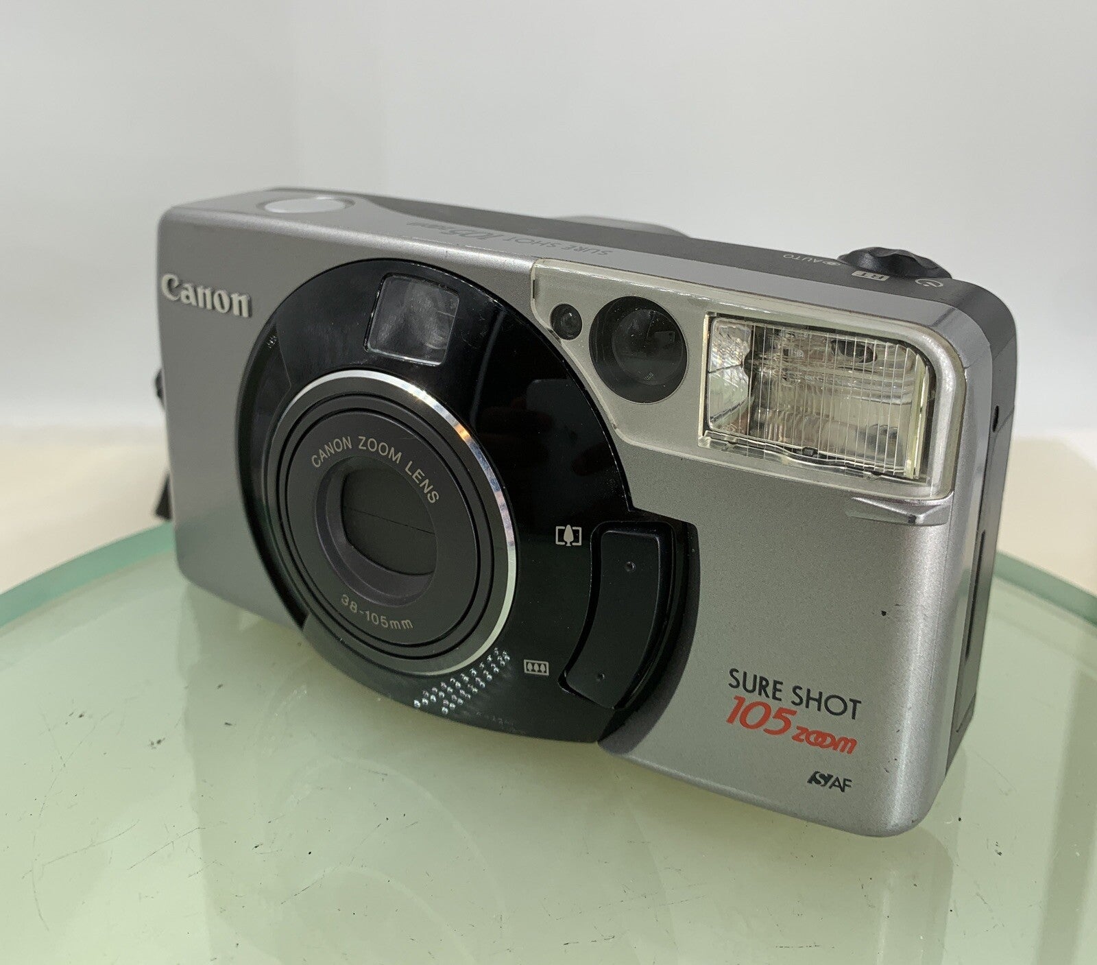 Canon SureShot 105 Zoom 35mm Film Point and Shoot Camera Silver Tested - 8441