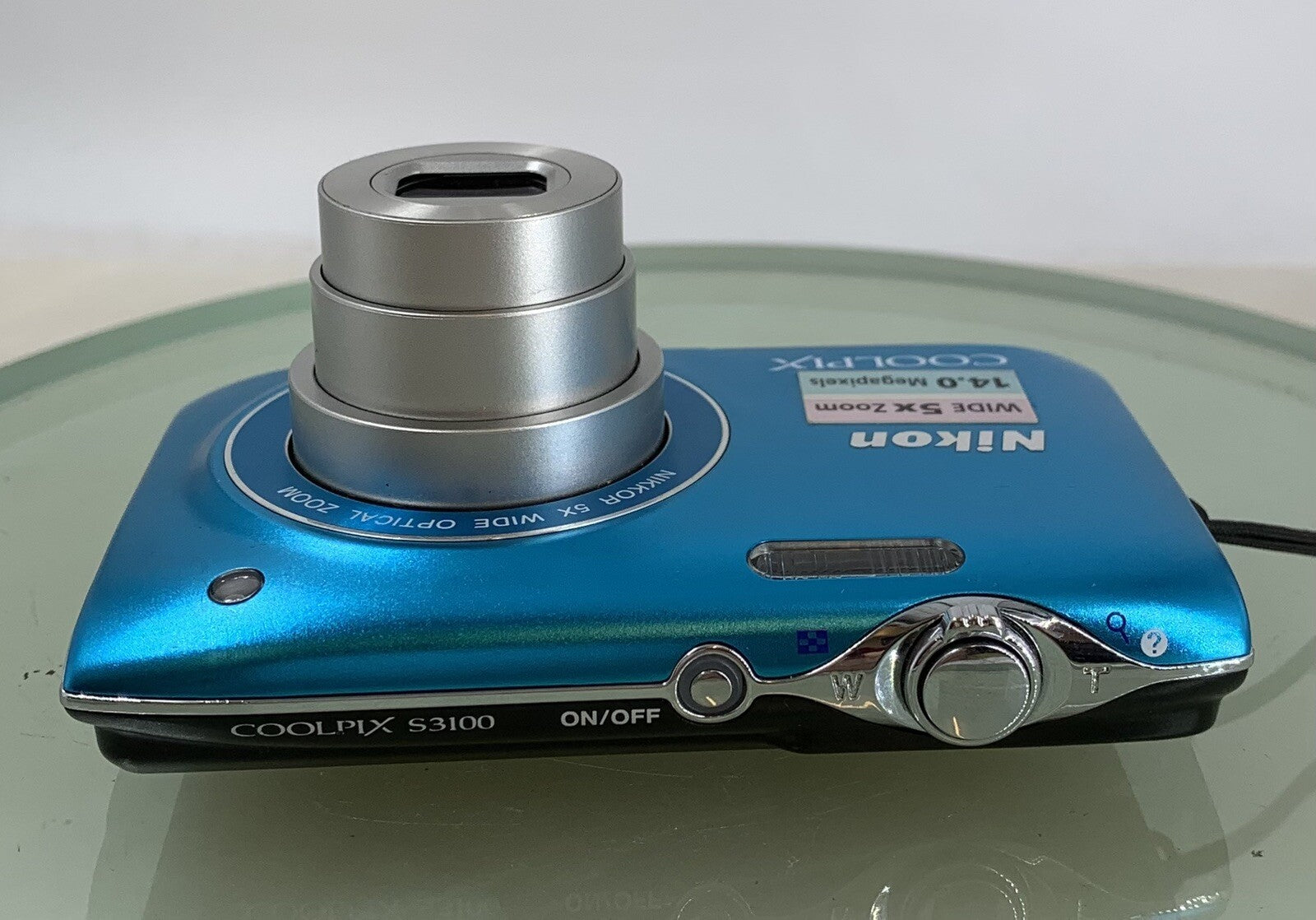 Nikon Coolpix S3100 DIGITAL CAMERA BLUE + COVER + WIRE + CHARGER - TESTED - 8716