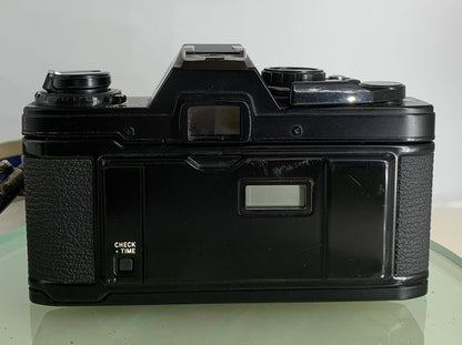 Black Quartz Olympus OM10 35mm SLR Camera Olympus 50mm 1.8 Manual Adapter TESTED5