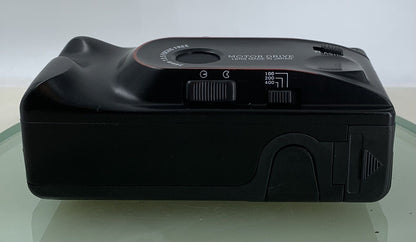 Olympus Quick Flash CF-1000 35mm FILM Camera BLACK WITH COVER TESTED - 8808