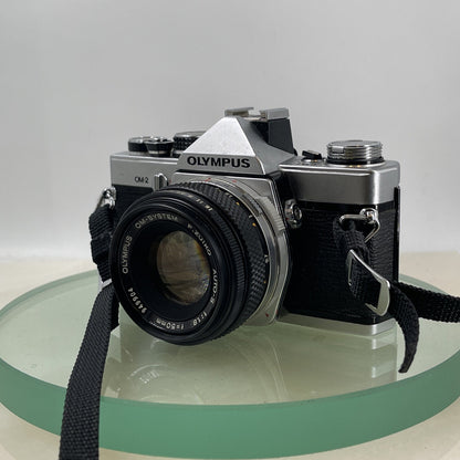 Olympus OM-2 35mm SLR camera body  Olympus 50mm 1:1.8 TESTED + CASE+ Hood  #4892