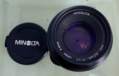 Minolta MD 50mm 1:1.7 lens, fits X700 X500 XD5 XD7 XG-M camera mount  TESTED #100