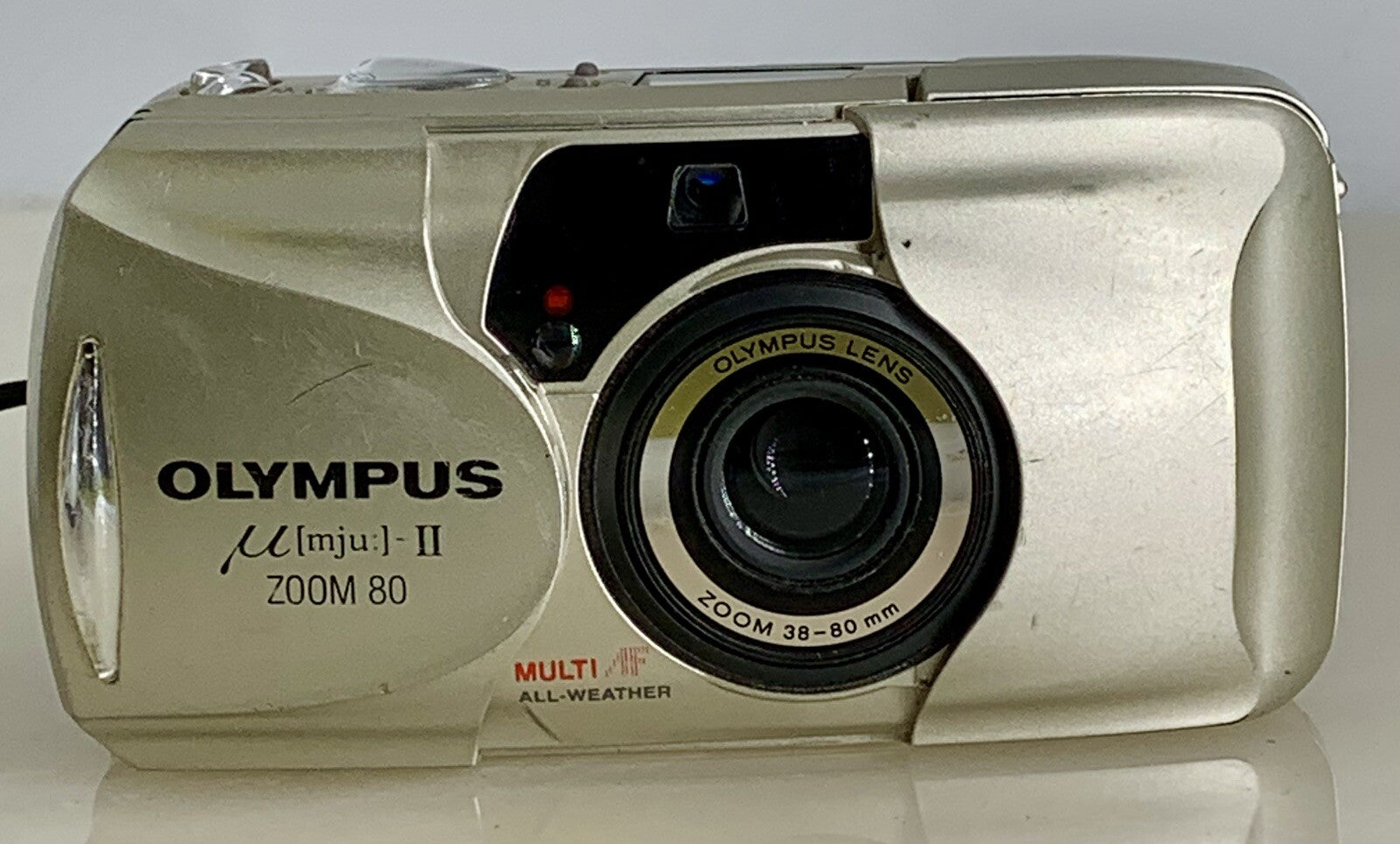 Olympus mju ii Zoom 80 35mm Ultra Compact Camera Beige All Weather  Working #851