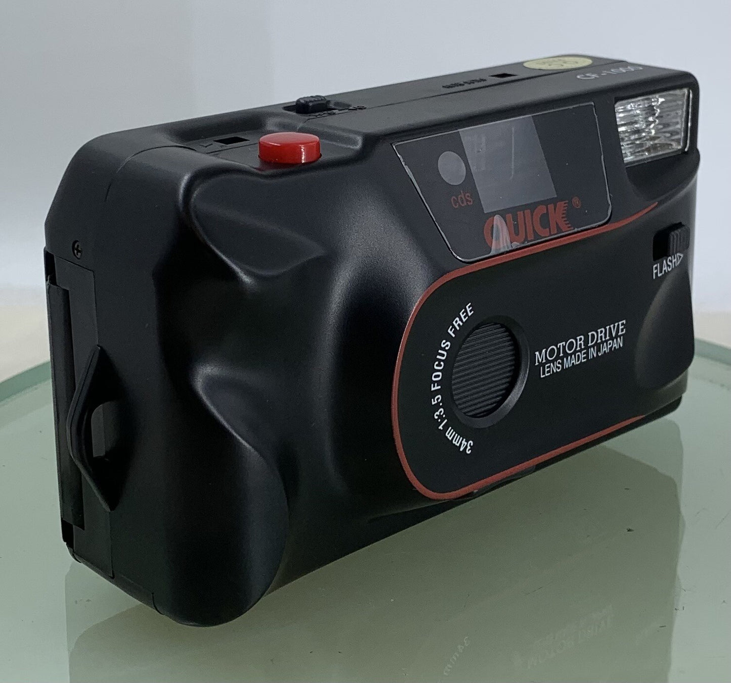 Olympus Quick Flash CF-1000 35mm FILM Camera BLACK WITH COVER TESTED - 8802