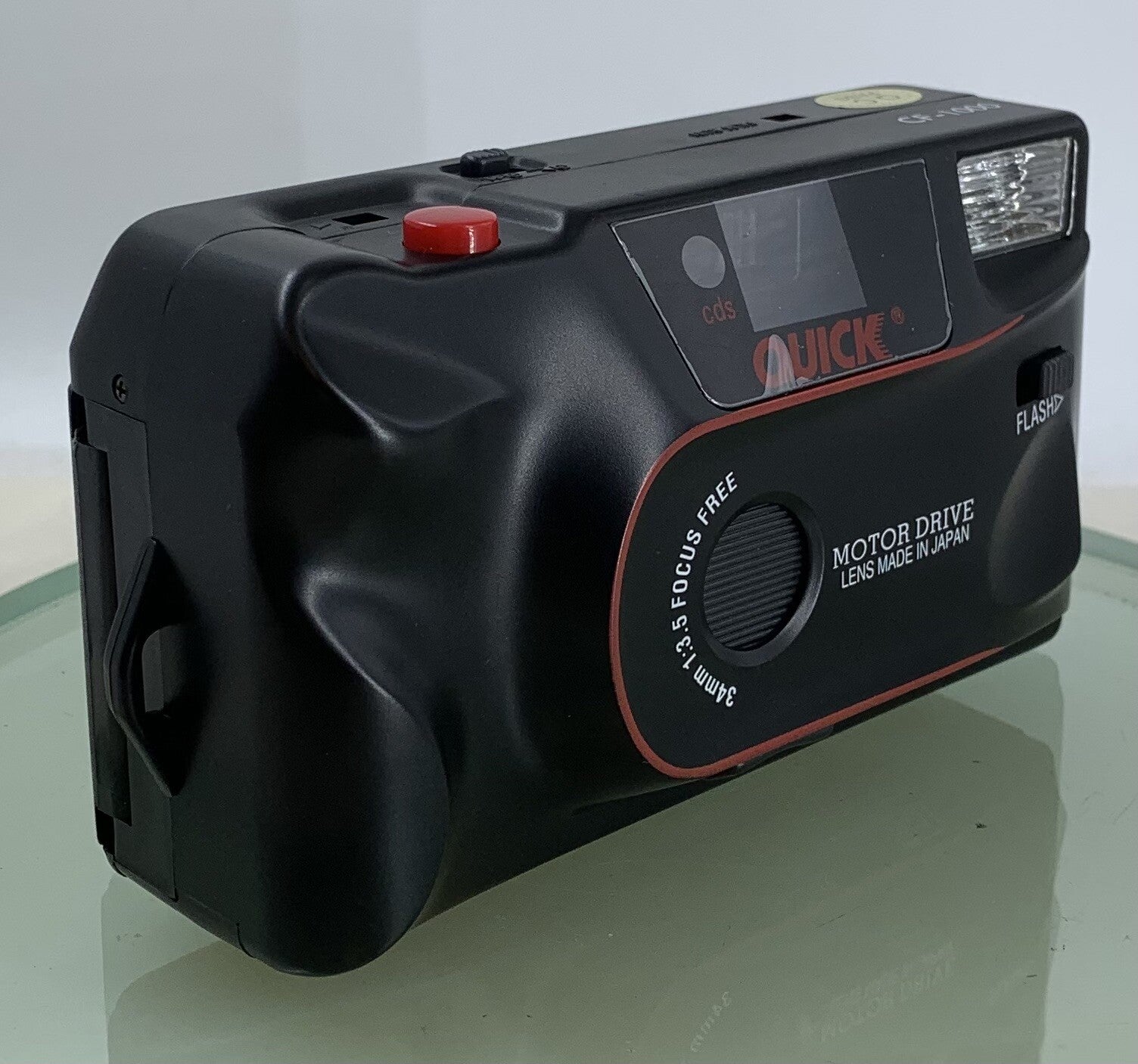 Olympus Quick Flash CF-1000 35mm FILM Camera BLACK WITH COVER TESTED - 8802