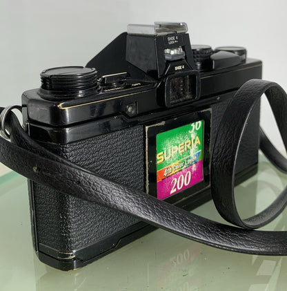 Olympus OM-2n Black - 35mm SLR Film Camera + 50mm f/1.8 Lens-Tested & Working 724