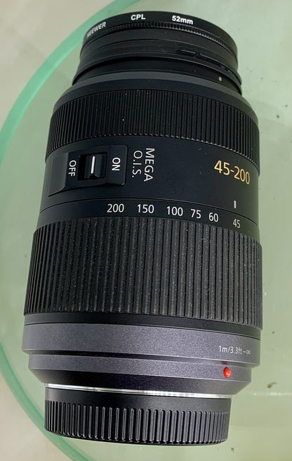 Panasonic Lumix 45-200mm Lens F4-5.6G Vario Mega O.I.S.  Excellent Condition#3253