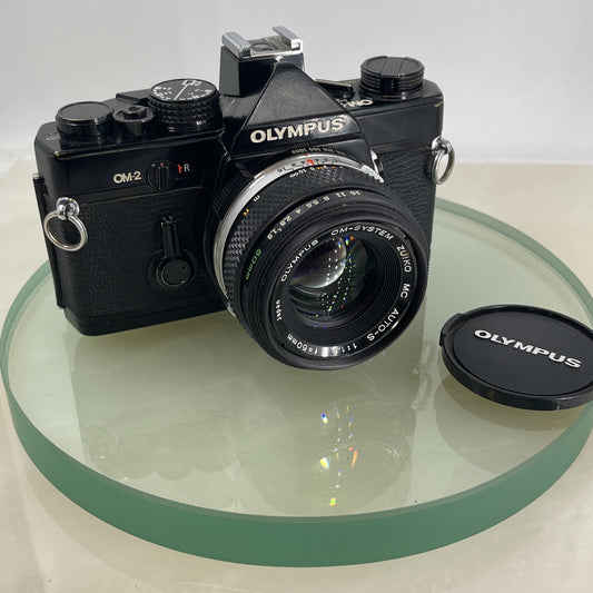 Olympus OM-2 MD BLACK  35mm SLR camera body & Hotshoe 2 50mm 1:1.8 TESTED #7640