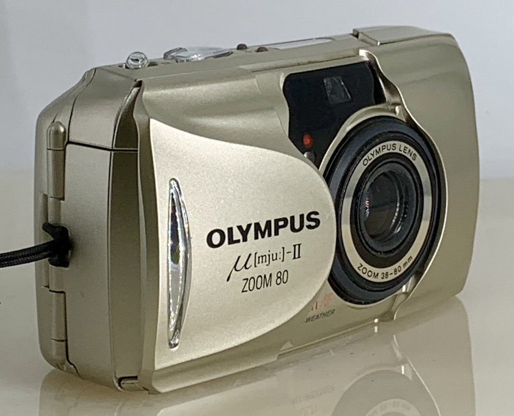 Olympus mju ii Zoom 80 35mm Ultra Compact Camera Beige All Weather  Working #822