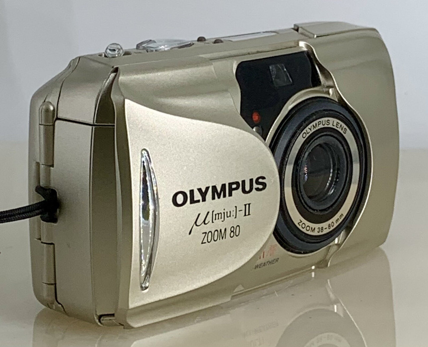 Olympus mju ii Zoom 80 35mm Ultra Compact Camera Beige All Weather  Working #822