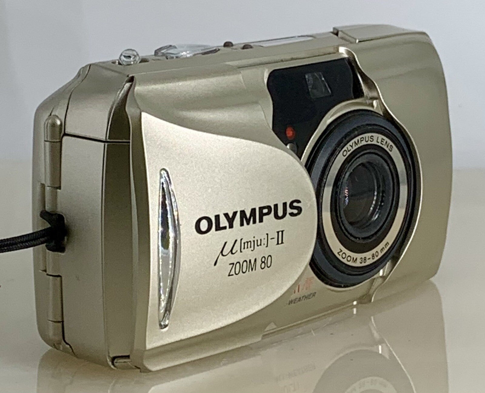 Olympus mju ii Zoom 80 35mm Ultra Compact Camera Beige All Weather  Working #822