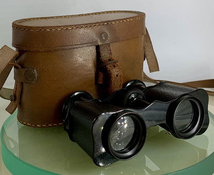 Old Vintage Dumont Binocular+All Black With Leather Case+Good Condition - 3560