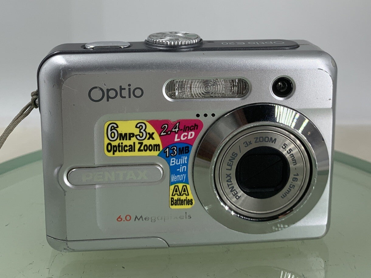 Pentax COMPACT DIGITAL CAMERA Optio E20 6.0MP Silver WITH COVER TESTED - 41