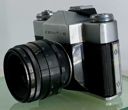 Vintage Zenit - B SLR Camera + HELIOS-44-2  2/58 Lens + SILVER + TESTED - 1736