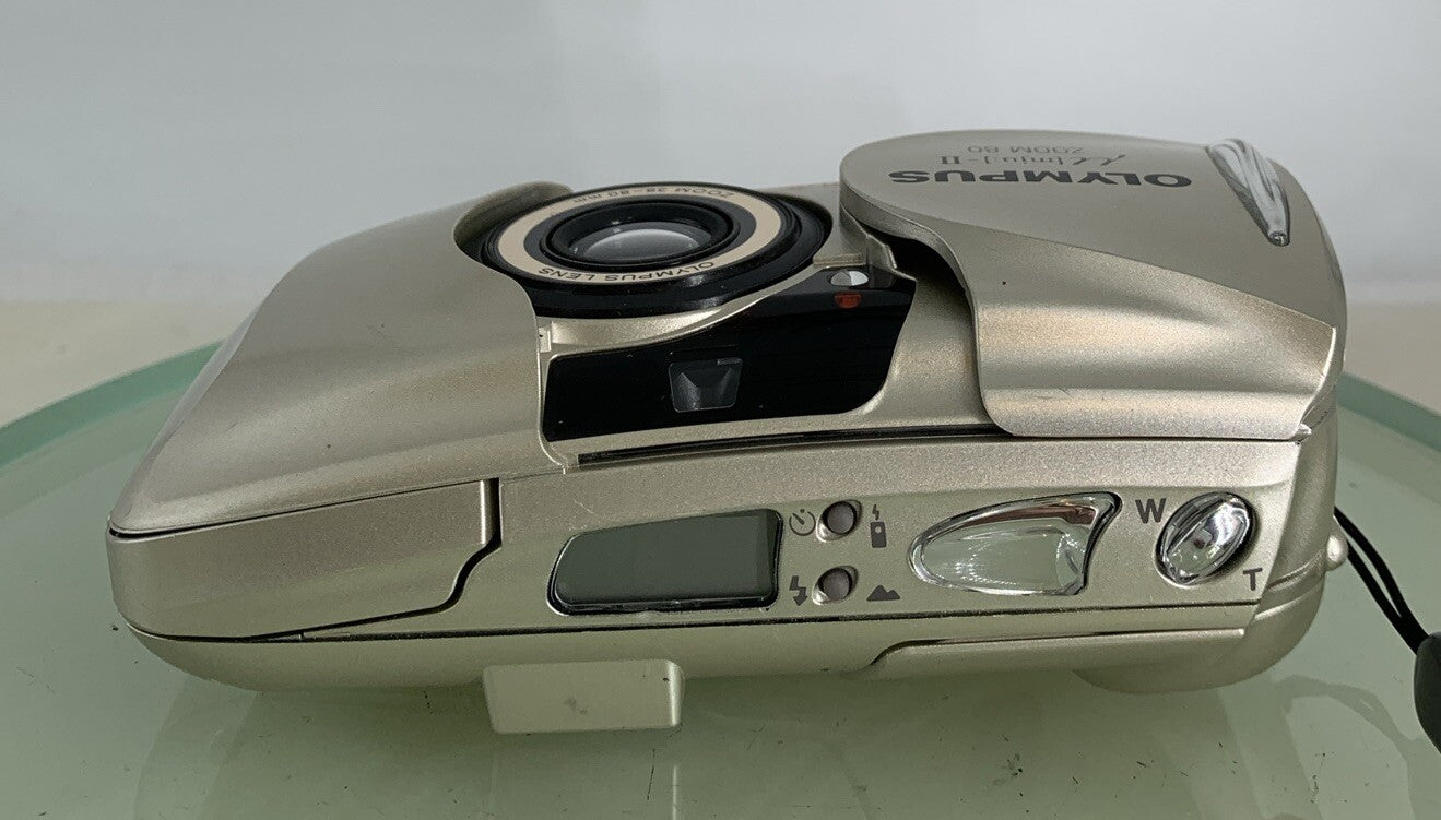Olympus mju ii Zoom 80 35mm Ultra Compact Camera Beige All Weather  Working #358