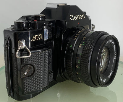 BEAUTIFUL Canon A-1 35mm SLR Camera Body+ FD 50mm f/1.8 FULLY WORKING #1321