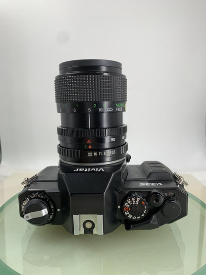 Vivitar V335 35mm SLR POINT AND SHOOT FILM CAMERA BLACK PERFECTLY TESTED - 1617