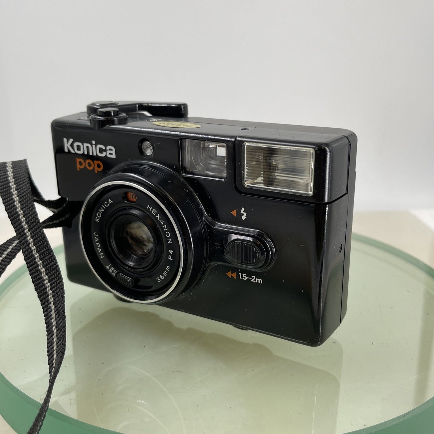 Konica Pop Compact 35mm film Camera with Case Vintage Rare Tested Working #5663