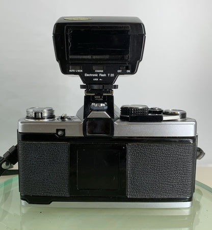 Olympus OM-2 35mm SLR camera body & Hotshoe 2 50mm 1:1.8 +Flash  TESTED #1595
