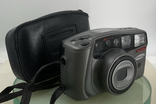 Samsung AF Zoom 105S 35mm POINT AND SHOOT FILM CAMERA SILVER+ COVER TESTED - 4470
