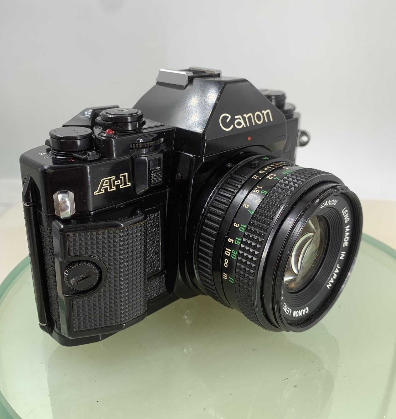 Canon A-1 35mm SLR Film Camera + FD 50mm f/1.8 Prime Lens BOXED, BOOK, STRAP#8069