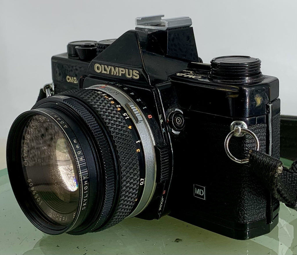 Olympus OM-2n Black - 35mm SLR Film Camera + 50mm f/1.8 Lens+BOX+CASE-Tested 226