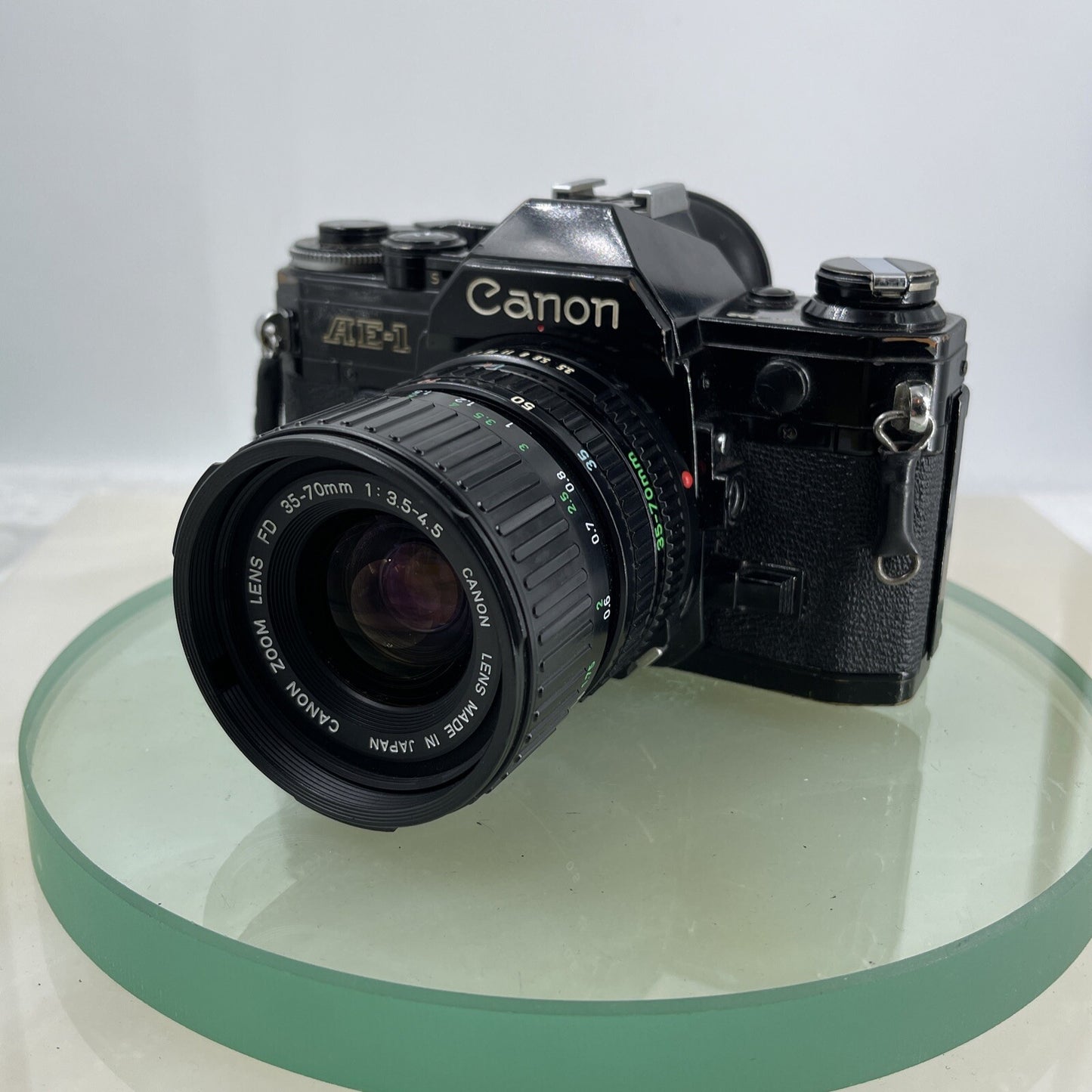 Canon AE-1  Black 35mm SLR Film Manual Camera + Canon 35-70mm Lens TESTED #5962