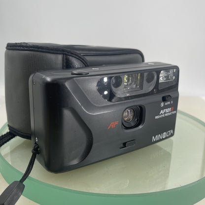 Minolta AF101R 35mm Film Point and Shoot Camera Black With Case #5430