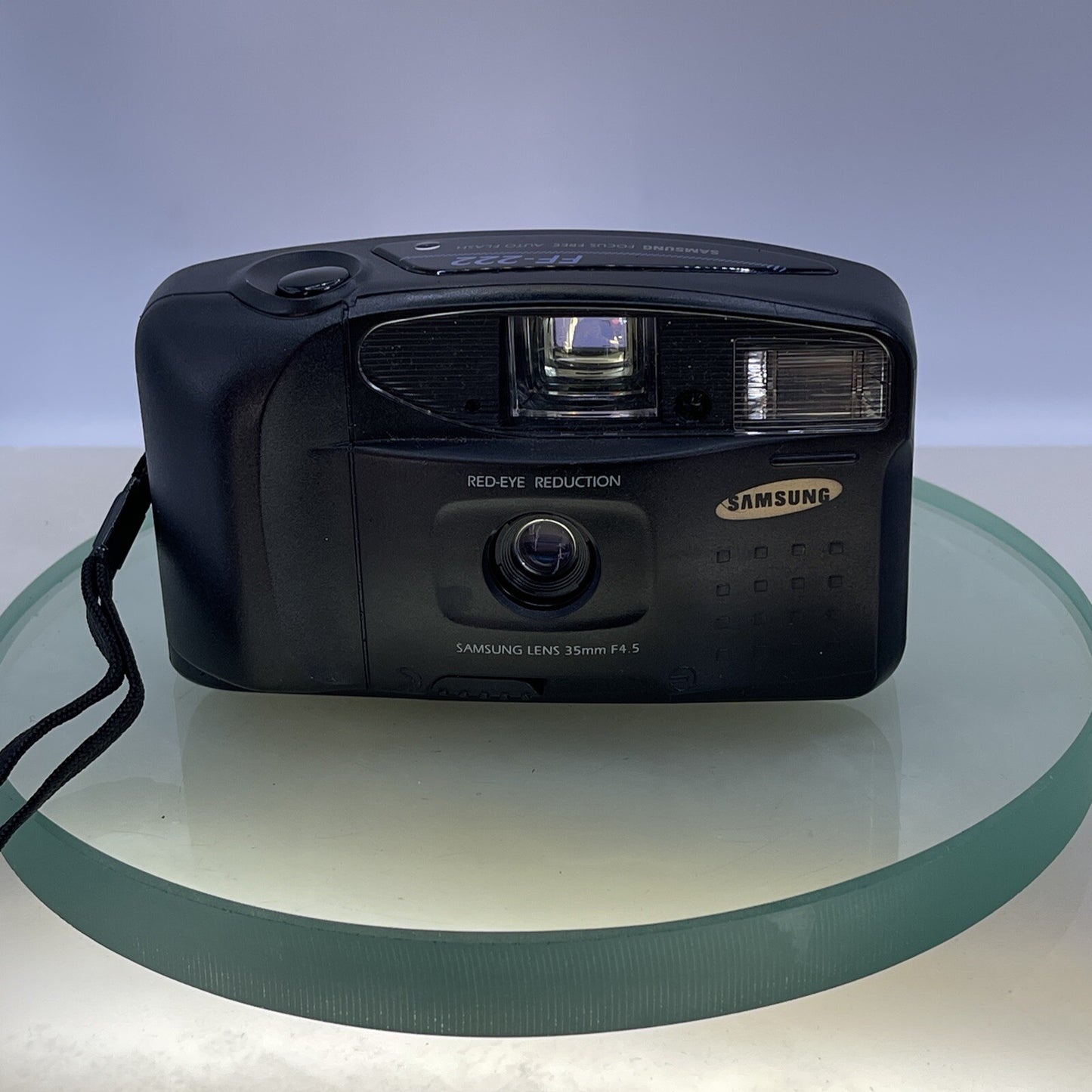 Samsung FF-222 Focus Free Auto Flash Film Camera 35mm Red-Eye Reduction #4802