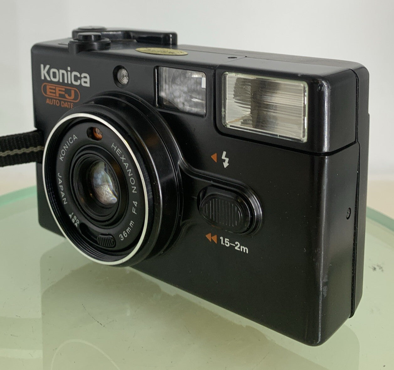 Konica EFJ 35MM AUTODATE BLACK POINT AND SHOOT FILM CAMERA BLACK TESTED - 8242
