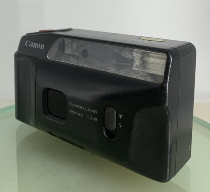 Canon Snappy EZ 35mm Film Point and Shoot Camera BLACK NO BATTERY - TESTED - 6222