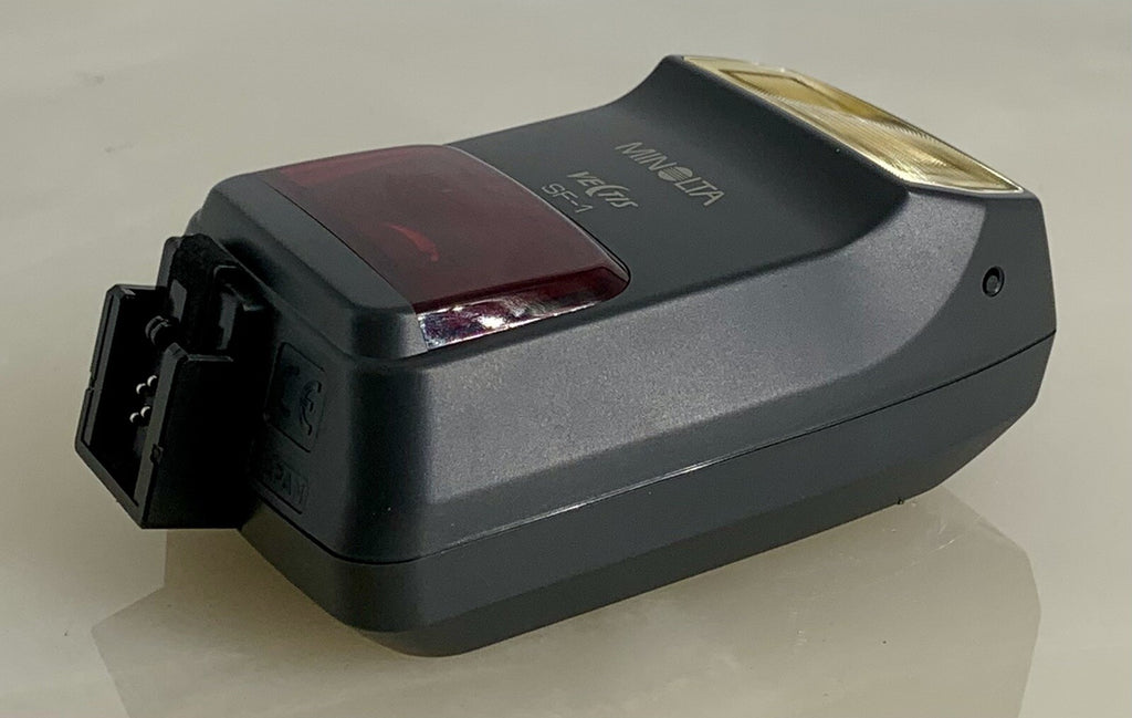 MINOLTA VECTIS SF-1 SHOE MOUNT FLASH + CASE + TESTED - 5095