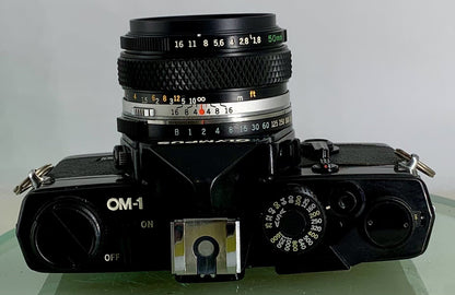 Olympus OM-1 MD BLACK B35mm SLR Film Camera & Olympus ZUIKO  50mm f1.8 Lens ++++8