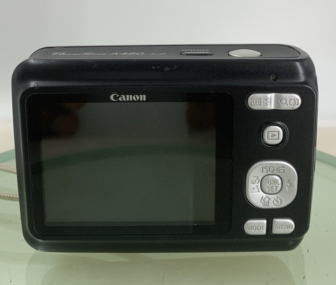 Canon PowerShot A480 10.0MP DIGITAL CAMERA BLACK NO CHARGER NO CARD TESTED - 2435