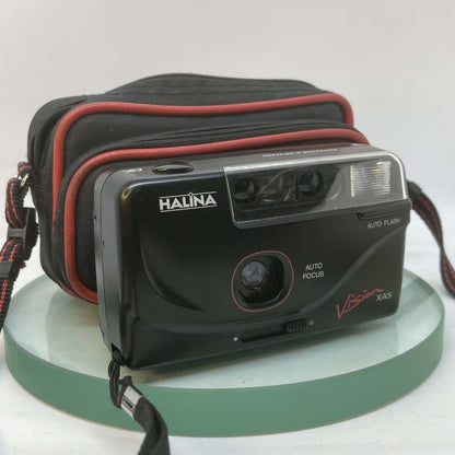 VIntage HALINA VISION XAS AUTO FLASH & FOCUS COMPACT CAMERA & CASE -TESTED#5540