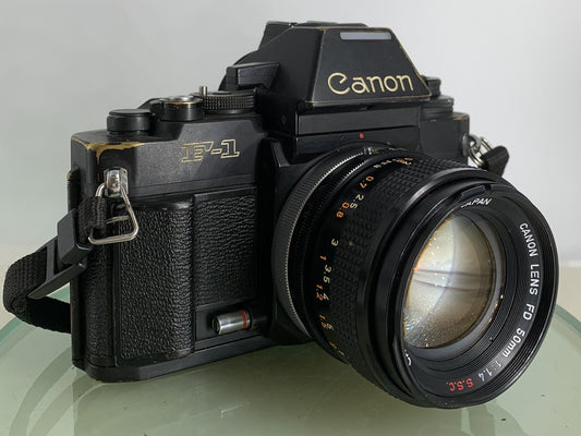 Canon New F-1 35mm SLR Film Camera+ FAST 50mm f/1.4 Prime Lens(CLEAN) TESTED#2160