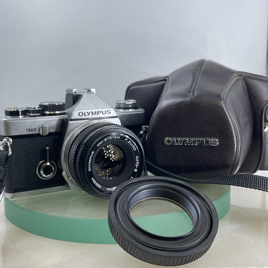 Olympus OM-2 35mm SLR camera body  Olympus 50mm 1:1.8 TESTED + CASE+ Hood  #4890