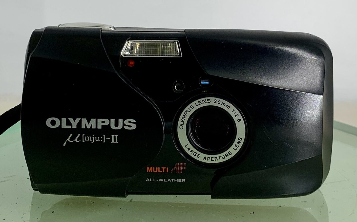 Olympus MJU II 35mm ALL WEATHER FILM CAMERA BLACK WITH COVER TESTED -  #3601