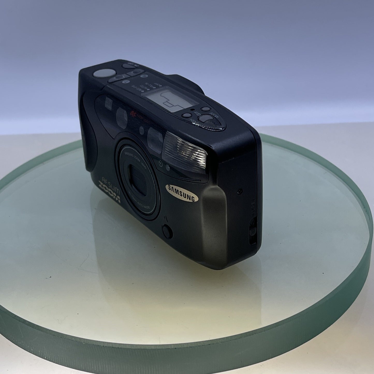 Samsung AF Slim Zoom 35mm Film Point And Shoot Camera Black Tested #2163