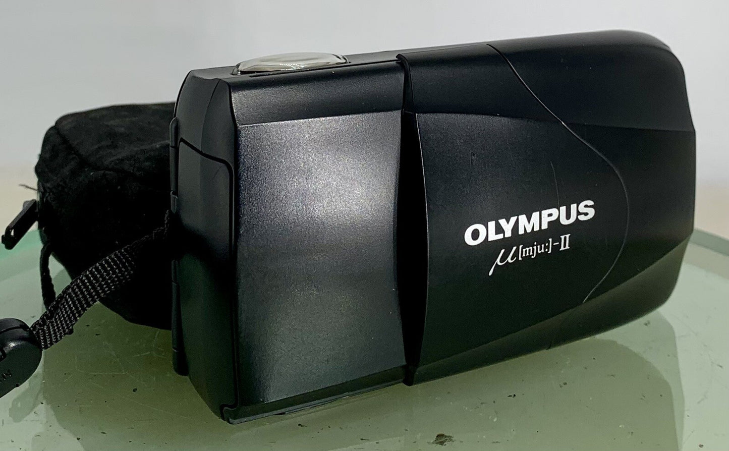 Olympus MJU II 35mm ALL WEATHER FILM CAMERA BLACK WITH COVER TESTED -  #3600