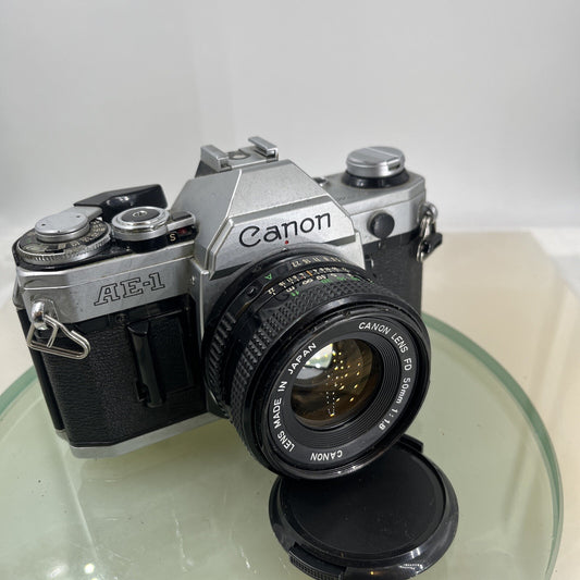 Canon AE-1  35mm SLR Film Manual Camera + Canon 50mm F/1.8 FD Lens Like A-1 #7480